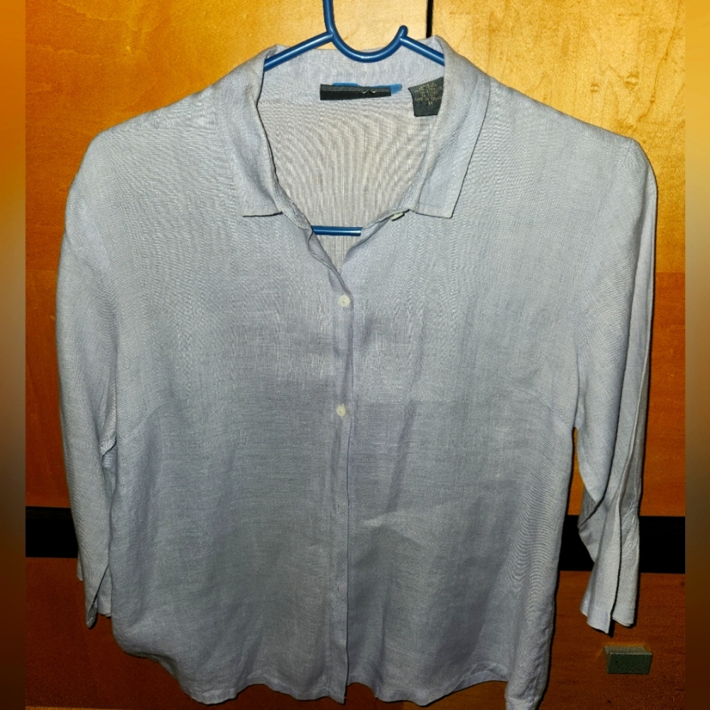 Pale, soft baby blue 100% Linen button Shirt